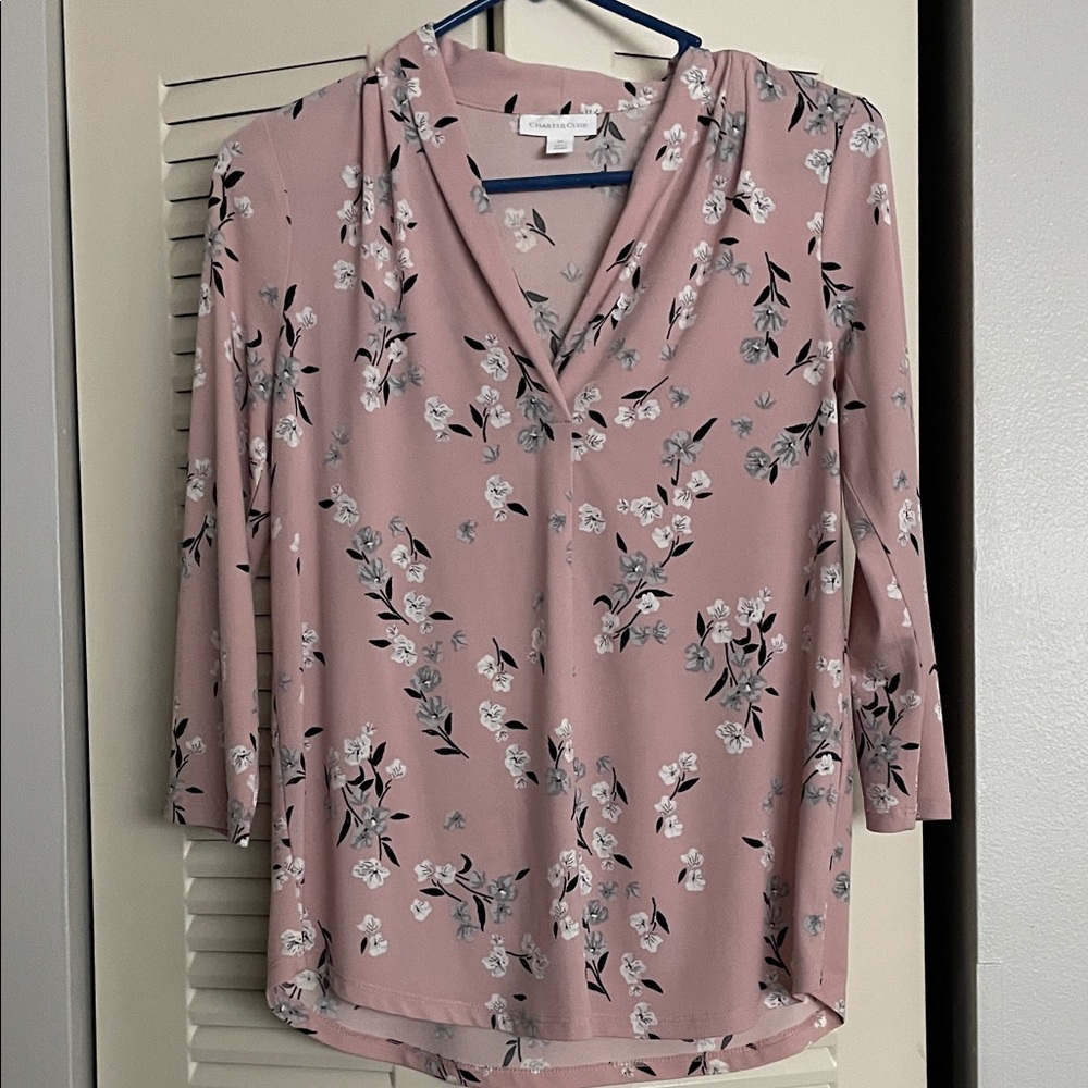 Charter Club Blush Floral Blouse size petite small.